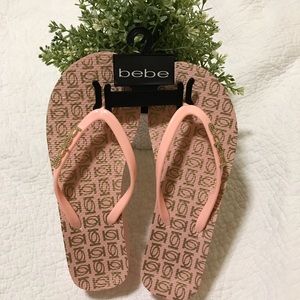 Bebe rhinestone logo rubber thong sandals 7